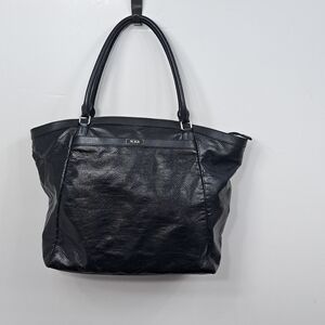 TUMI Black Leather Tote Bag Textured Leather Shoulder Work Travel Bag